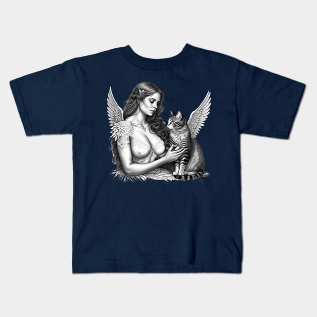 ANGEL WITH WINGS DESIGN Kids T-Shirt by FLLLAS-WWOOINS BOUTIQUE